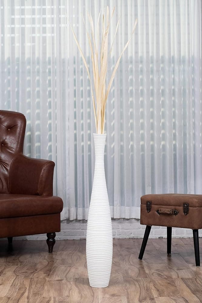 Jarrón de suelo grande 85 cm Blanco