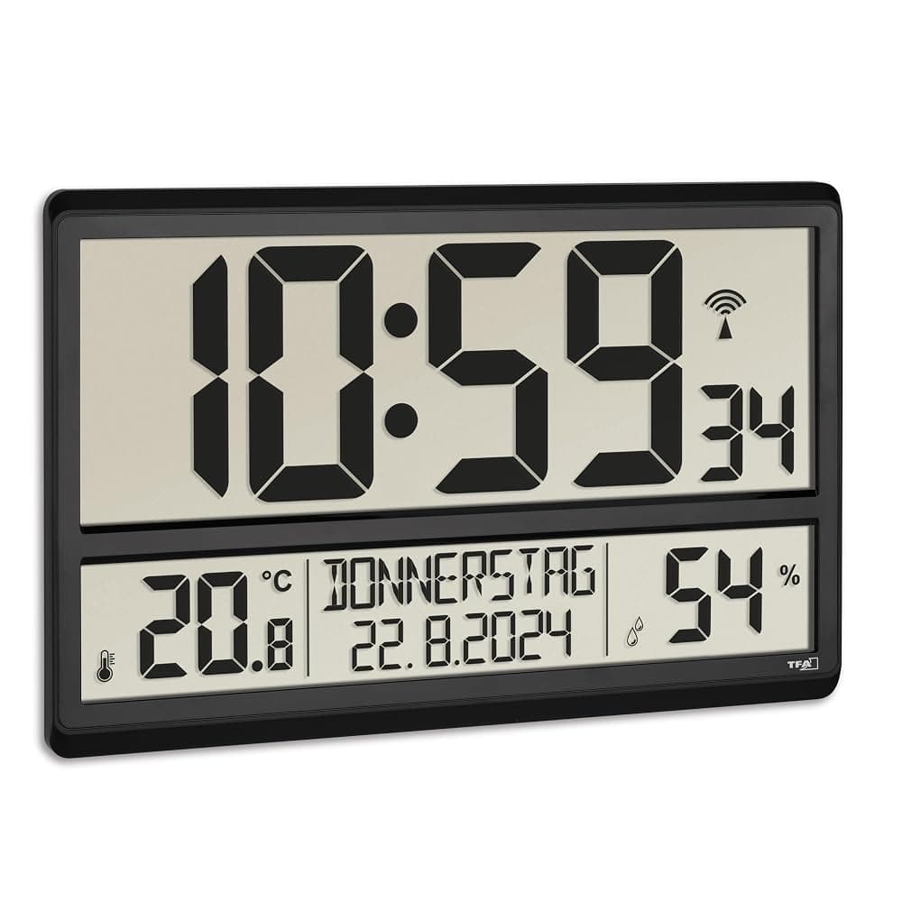 Reloj de pared digital XL con temperatura y humedad