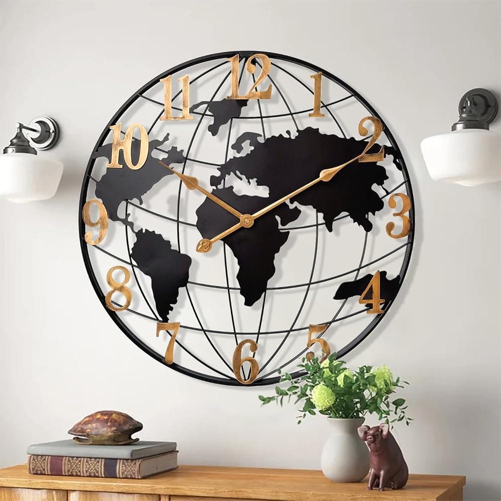 Reloj de pared con mapa del mundo Metal