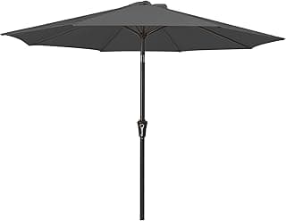 Sombrilla de Jardín con Inclinación Ajustable y Manivela, Parasol Exterior con Protección UPF50+ para Terraza, Patio, Piscina y Playa (Gris, 2.7M)