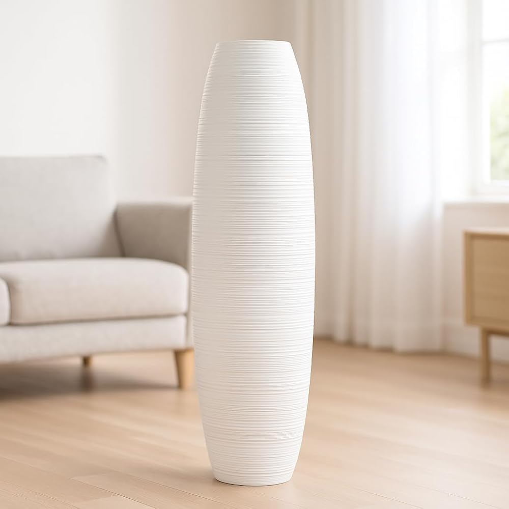 Jarrón de suelo grande 85 cm Blanco II