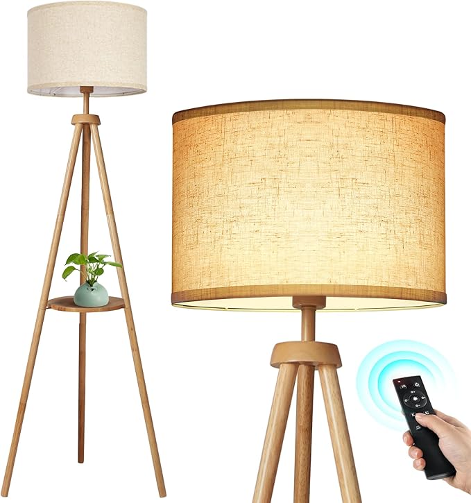 Lámpara de pie LED Madera