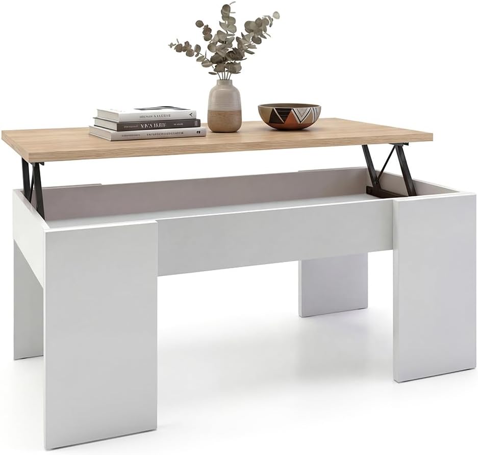 Mesa de centro elevable Blanco
