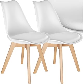 Sillas de Comedor, Muebles Comedor con Diseño Nórdico, Conjunto Sillas Cocina, Asiento Acolchado Silla Ergonómica, Mueble Cocina Moderno - Set de 2 Blanco