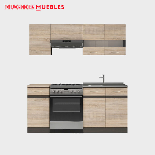 Cocina modular Muchos Muebles Line, 180cm (Roble Sonoma/Wenque)