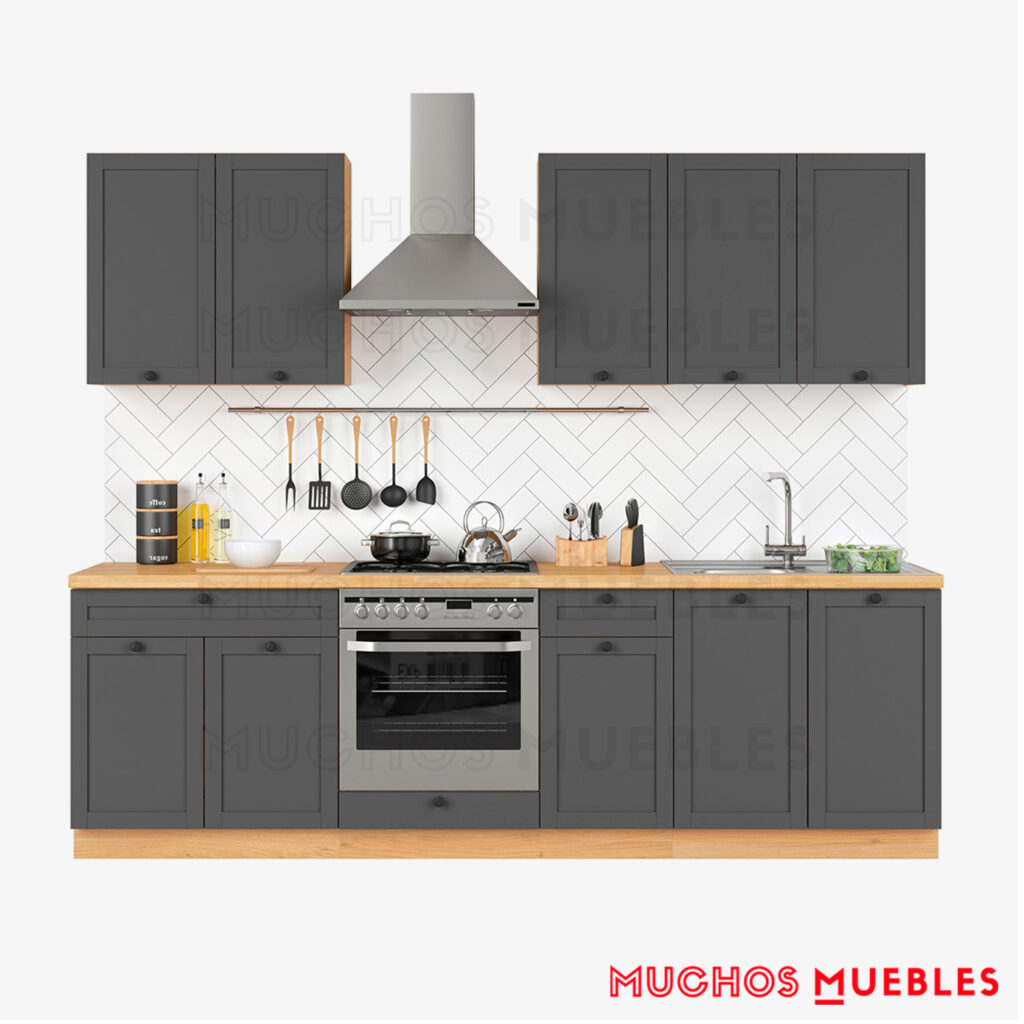 Cocina modular Estandar Line, 260cm, para Horno (Gris) – 1 – MuchosMuebles