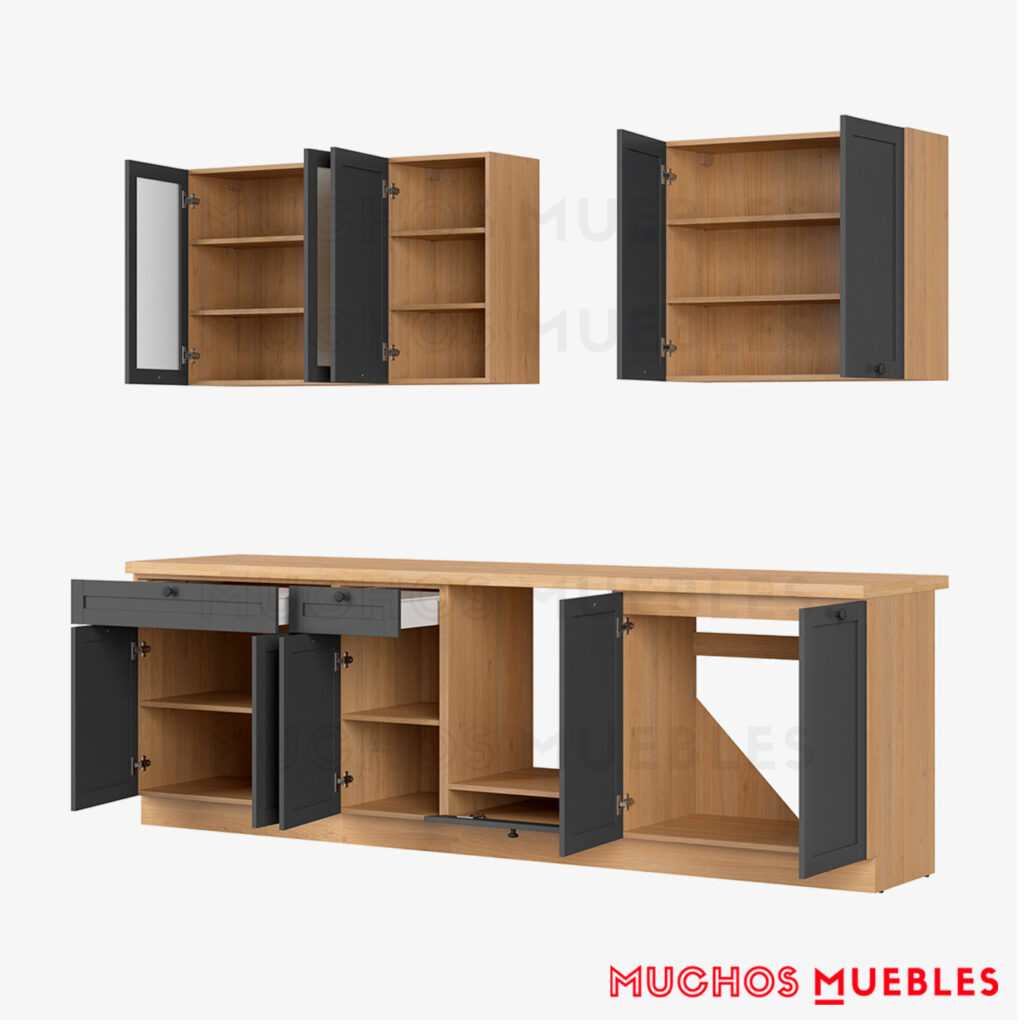 Cocina modular Estandar Line, 260cm, para Horno, Cristal (Gris) – 2