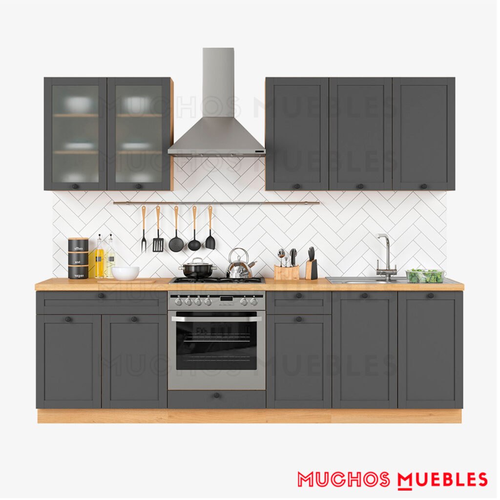 Cocina modular Estandar Line, 260cm, para Horno, Cristal (Gris) – 2